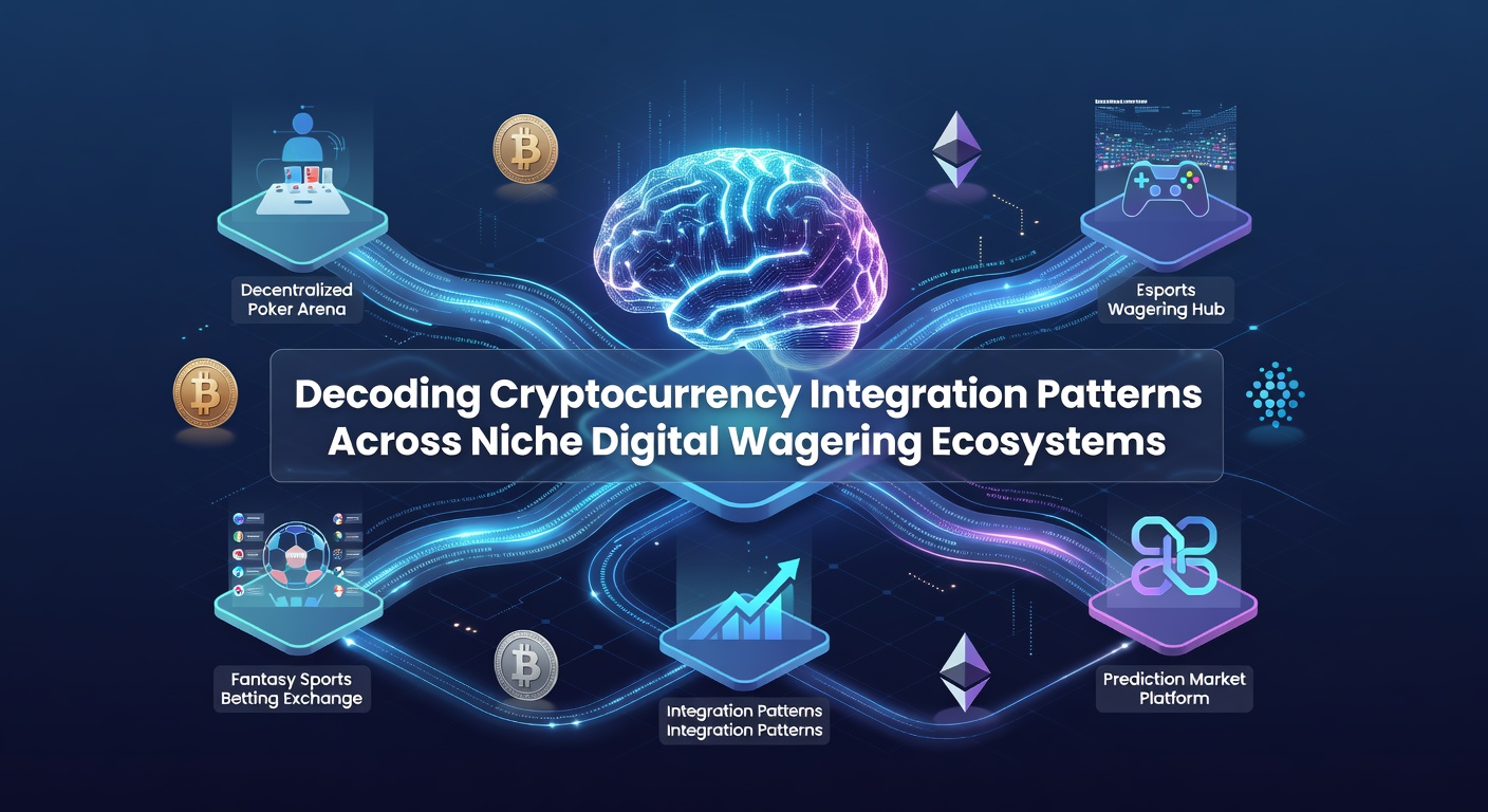 Cryptocurrency integration patterns visualized across various digital wagering platforms showing blockchain nodes and transaction flows